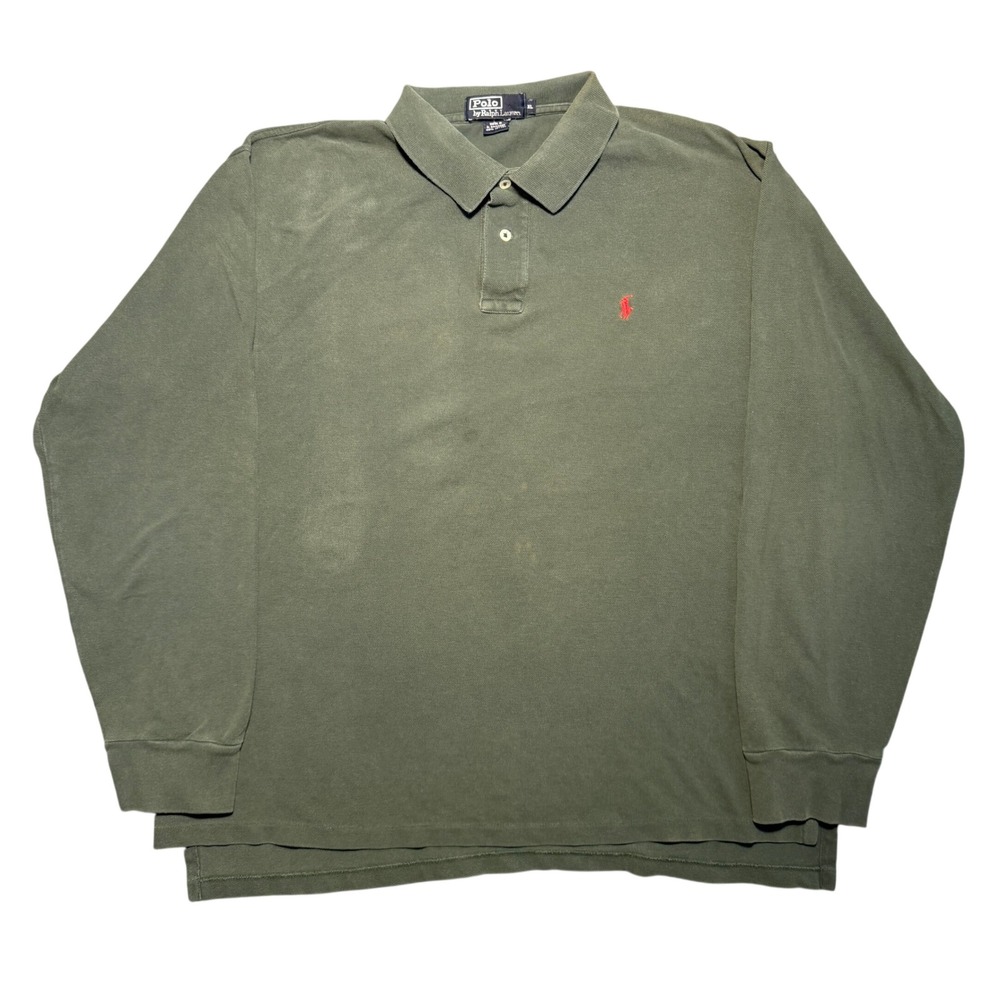Polo Ralph Lauren Mens XL Long Sleeve Polo Shirt Green Cotton